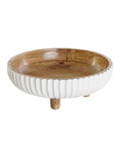 DKD Home Decor Centre de Table Élégant en Céramique, 25x25x9 cm, Blanc et Marron Foncé
