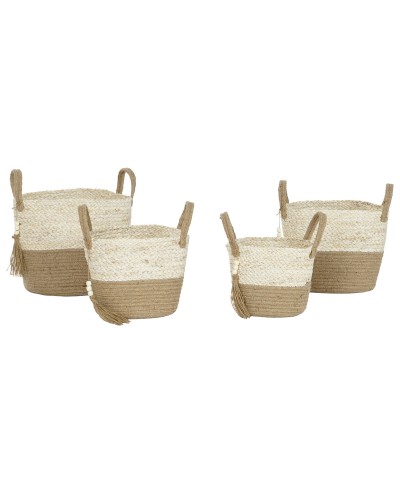 Korg - set Home ESPRIT Naturell Ljusbrun Jute Modern 40 x 40 x 41 cm