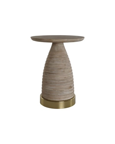 Mesa Auxiliar Esprit Dorada, 41x41x53cm, Madera y Metal, Complemento de Decoración Estilo Industrial
