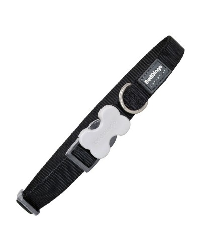 Collar Liso Red Dingo, Negro (Ancho 1,2 cm; Longitud Ajustable entre 20 y 32 cm)
