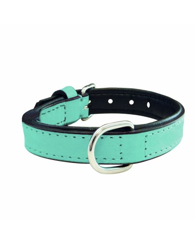Gloria Dog Collar in Quilted Light Blue Leather, 30 cm

