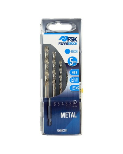 Set di Trapani Esagonali Ferrestock per Metallo, Misure 2-6 mm