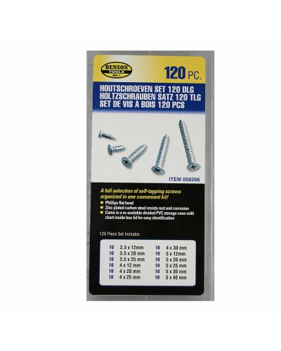 Kit de Tornillos Bensontools, 120 Piezas - Surtido de Tornillos para Bricolaje, Reparaciones, Decoración
