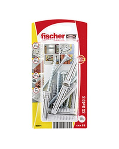 Tacos y tornillos Fischer de 8 x 40 mm | Juego de 10 unidades | Robustos y duraderos
