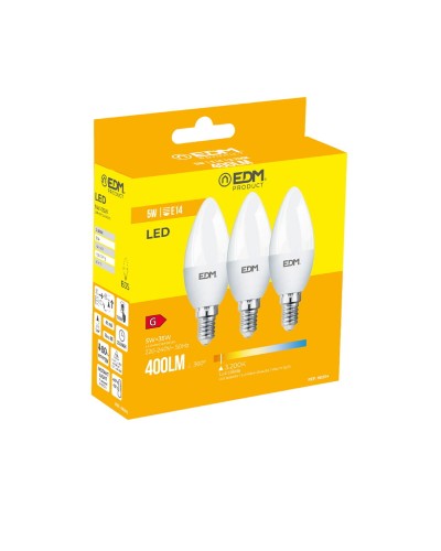 Bombillas LED G9 EDM de 5W, pack de 3 - 400lm, Ø3,6 x 10cm, 3200K
