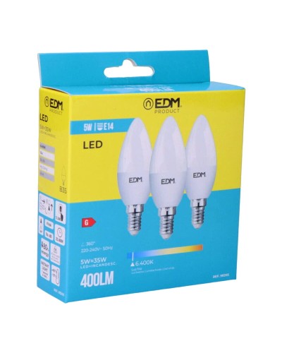EDM G9 5W LED Bulbs (3-Pack) - High Brightness (400 lm) - Daylight (6400 K)
