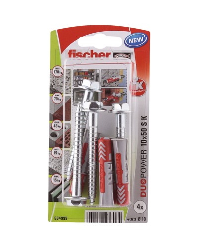 Låda med skruvar Fischer duopower 4 Delar 10 x 50 mm