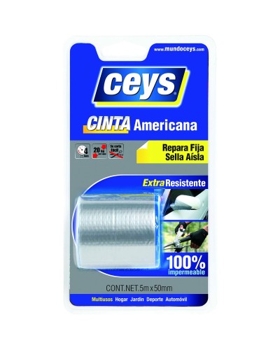 Ruban Américain Ceys Argenté, 5 m x 50 mm : Résistant, Adhésif et Polyvalent
