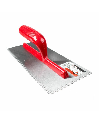 Spatule crantée Rubi acier 28 x 14 cm pour application de carreaux
