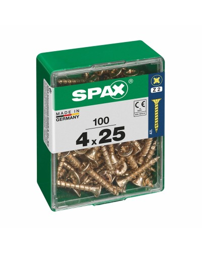 SPAX Vis à bois | Tête plate | 4 x 25 mm | Pour projets de menuiserie
