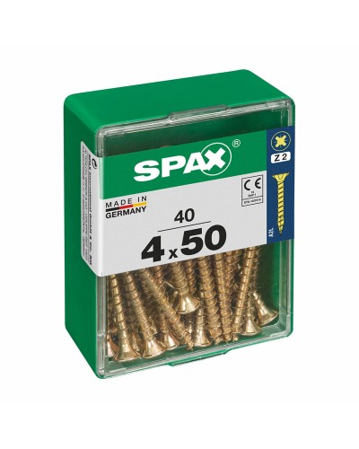 Låda med skruvar SPAX Träskruv Platt huvud (4 x 50 mm) (4,0 x 50 mm)