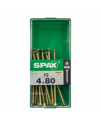 Låda med skruvar SPAX 4081020400802 Träskruv Platt huvud (4 x 80 mm) (4,0 x 80 mm)