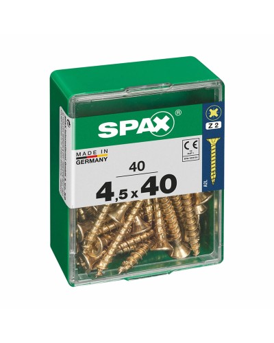Tornillos SPAX para madera 4,5 x 40 mm, cabeza plana | Construcción duradera

