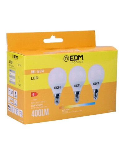 Ampoules LED EDM G9 5W E14 400lm (3200K), Ø4,5x8cm (Lot de 3)
