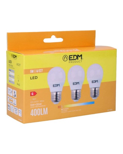Ampoules LED Edison Ø 4,5 cm (E27, 5 W, 3200 K) - Lot de 3
