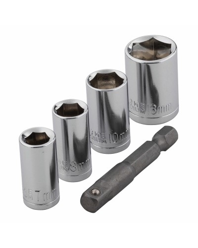 Jeu de clés à douille Wolfcraft 5 pièces | Multi-usage | Couple élevé | Dimensions : 10-13-15-17-19 mm
