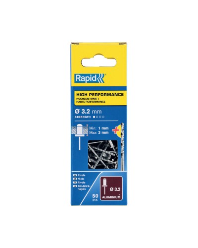 Remaches Rapid Punta de Taladro 3,2mm x 6mm en Aluminio (50)
