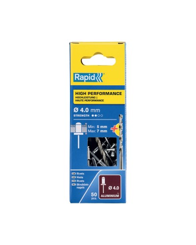 Rapid 5001459 Drill Bit Rivets 4 x 10 mm Aluminium (Pack of 50)
