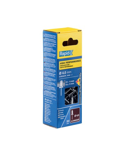 Klinknagels Rapid 5000384 Boor Ø 4 x 12 mm Aluminium (50 Stuks)