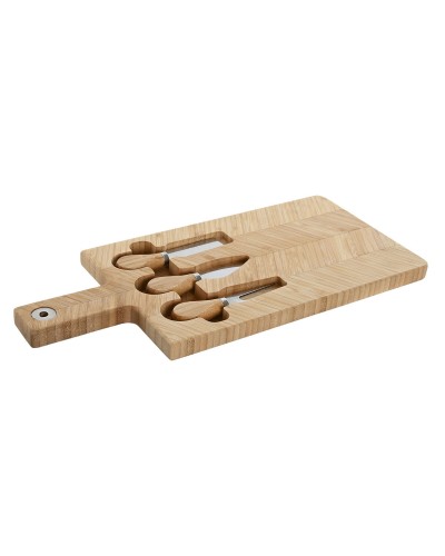Snijplank Home ESPRIT Natuurlijk Bamboe Roestvrij staal 41 x 18,3 x 2 cm (4 Onderdelen)
