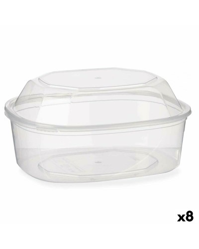 Rektangulär matlåda med lock Transparent polypropen 1,5 L 18 x 10,5 x 21,5 cm (8 antal)