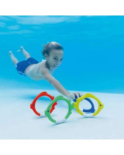 Intex 4er Tauchringe Set Schwimmbad - Buntes Unterwasserspielzeug
