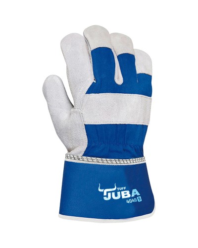 Gants de Travail JUBA Cuir Daim Bleus, Renforcés en Toile - Construction/Jardinage
