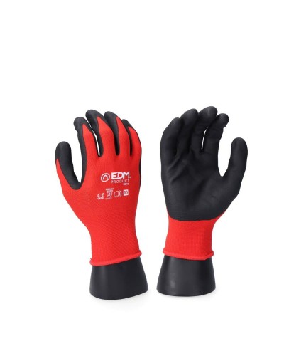 EDM Touch Screen Work Gloves Nitrile Red - Industrial Lycra
