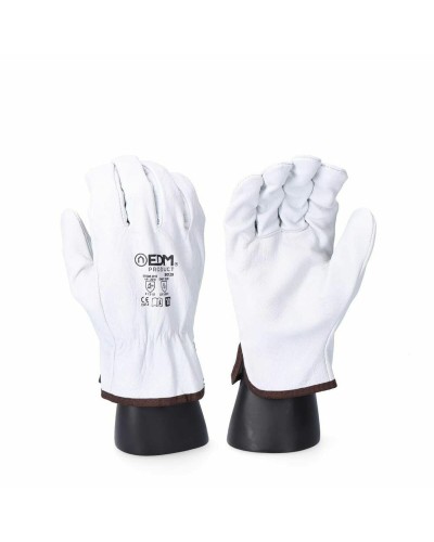EDM Cowhide Leather Work Gloves White - Transportation - Resistant
