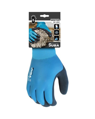 Guantes Trabajo JUBA Térmicos Azules: Poliéster Nylon Nitrilo Antifrío
