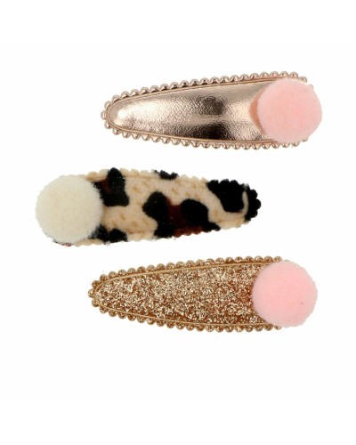Inca Pompon Hair Clips - Set of 3 Pieces - Fashion Accessories
