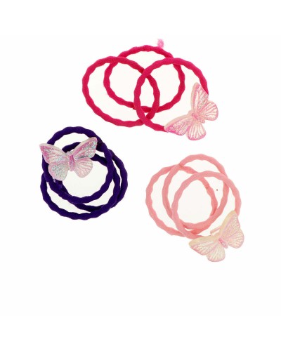 Inca Multicolored Butterfly Hair Elastics - Set of 9 Pieces
