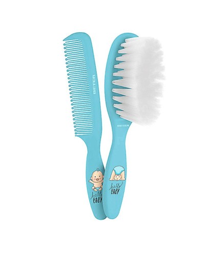 Beter Set Cura Capelli Bebè Azzurro (2pz) - Spazzola & Pettine Delicati

