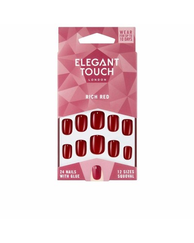 Falsche Nägel Elegant Touch Polished Colour Abgerundet Rich Red (24 uds)