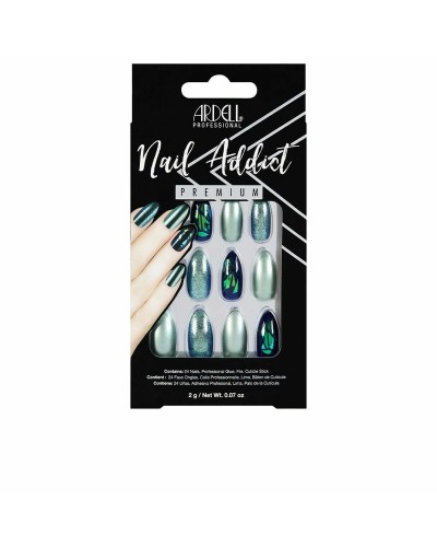 Ardell Nail Addict: Uñas Postizas Verde Glitter Chrome - 24 uds
