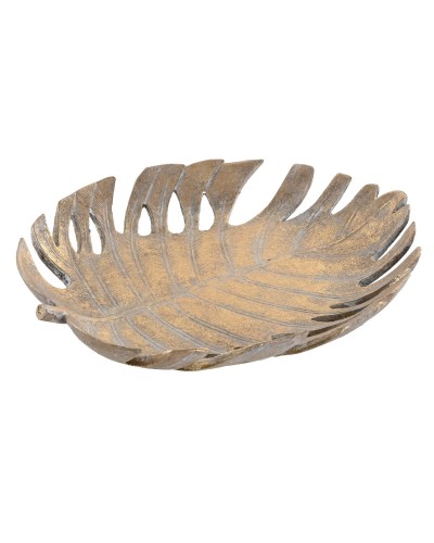 Centro de Mesa Home ESPRIT Dorado Tropical Hoja de planta 34 x 29 x 5 cm