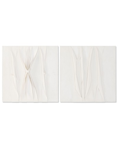 Tela Home ESPRIT Bianco Astratto Scandinavo 60 x 3,5 x 60 cm (2 Unità)