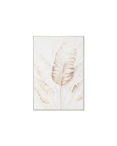 Leinwand Home ESPRIT Weiß Beige Blatt Skandinavisch 102,5 X 5,5 X 152,5 CM