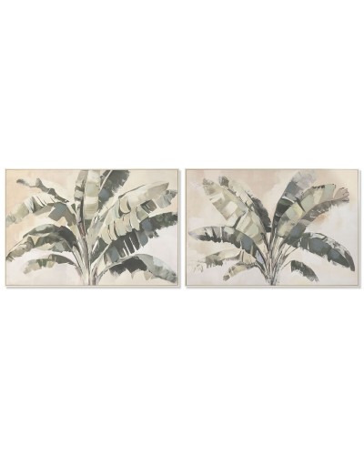Kanvas Home ESPRIT Brun Grön Palmer Tropiskt 122,5 x 3,5 x 82,5 cm (2 antal)