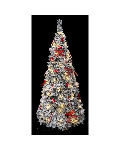 Albero di Natale Home ESPRIT Bianco Rosso PVC Nevoso