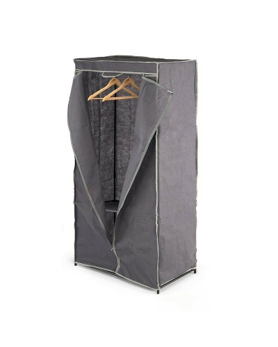 Armadio guardaroba Kipit Nero Grigio Stoffa 75 x 46 x 160 cm