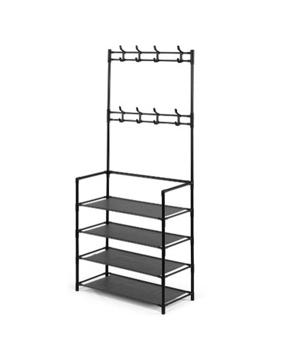 Porte-manteaux avec étagères Kipit Noir Métal 60 x 26 x 155 cm