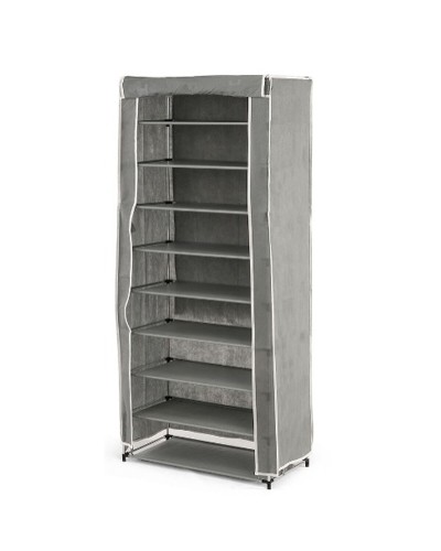 Schoenenrek Kipit Zwart Grijs Stof Plastic 58 x 32 x 157 cm