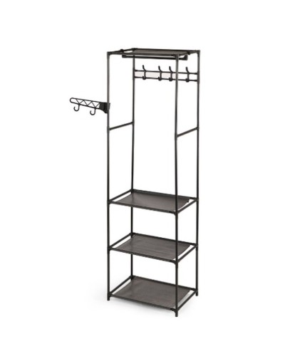 Armario ropero Kipit Negro Metal Tela 55 x 36 x 170 cm