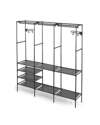 Armario ropero Kipit Negro Metal Tela Polipropileno 160 x 36 x 170 cm