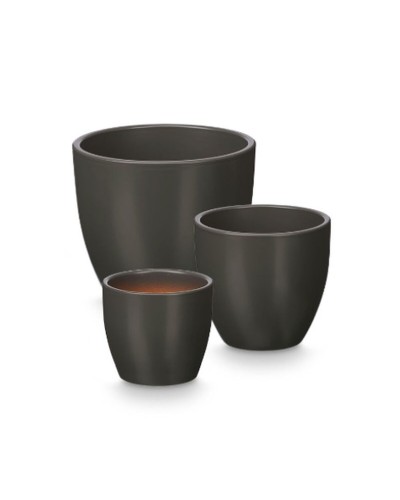 Set di Vasi Ibergarden Antracite Argilla Ø 14 cm Ø 22 cm Ø 17 cm 3 Pezzi