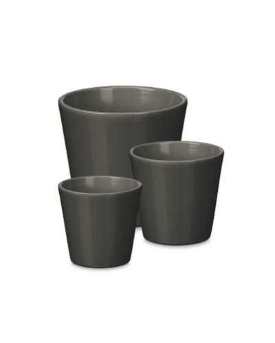 Set de Macetas Ibergarden Antracita Arcilla Ø 14 cm Ø 22 cm Ø 17 cm 3 Piezas