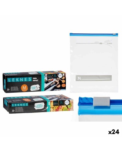 Set de Sacs Réutilisables Hermétiques Leknes Transparent Polyéthylène 3 L 24,5 x 0,01 x 31,5 cm 28 x 7,5 x 4,5 cm Polyvalen
