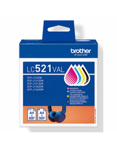 Original Bläckpatron Brother LC521VAL Gul (4 antal)