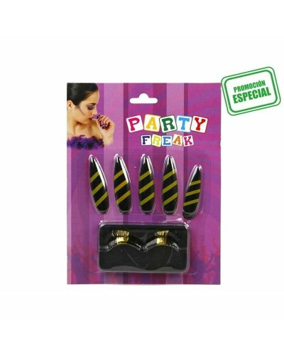 Faux Ongles + Faux Cils - Motif Abeille - Kit Complet Manucure & Maquillage
